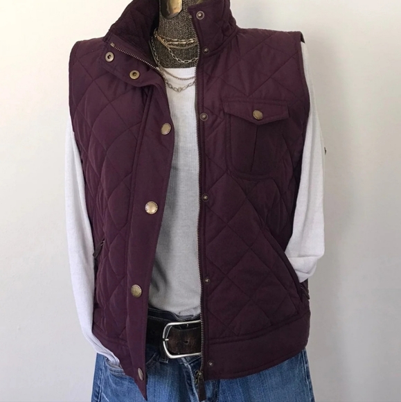 Lauren Ralph Lauren Jackets & Blazers - Lauren Ralph Lauren Burgandy Wine Diamond Quilted Vest Jacket Size Petite Large